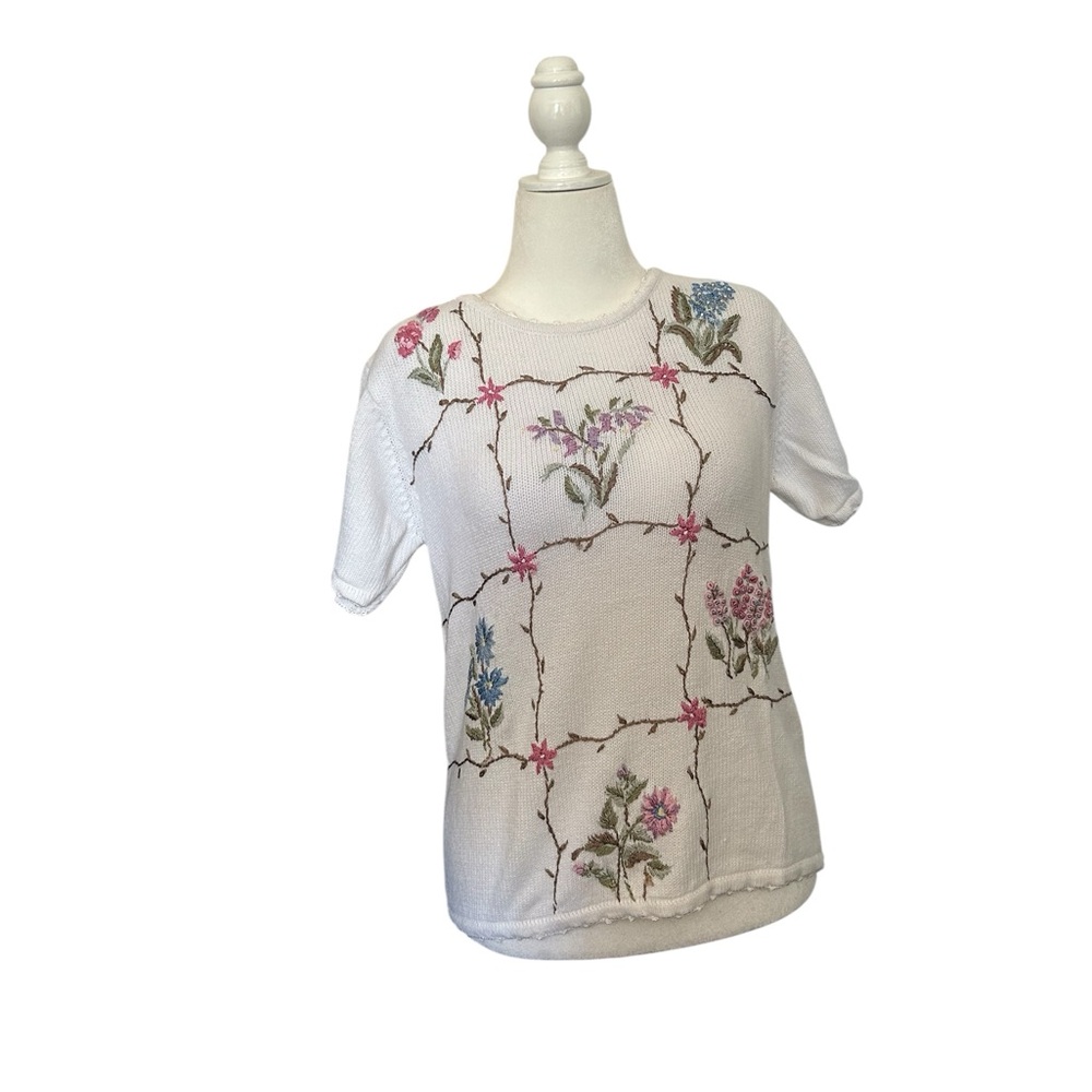 Haband White and Pink Boxy Short Sleeve Tee